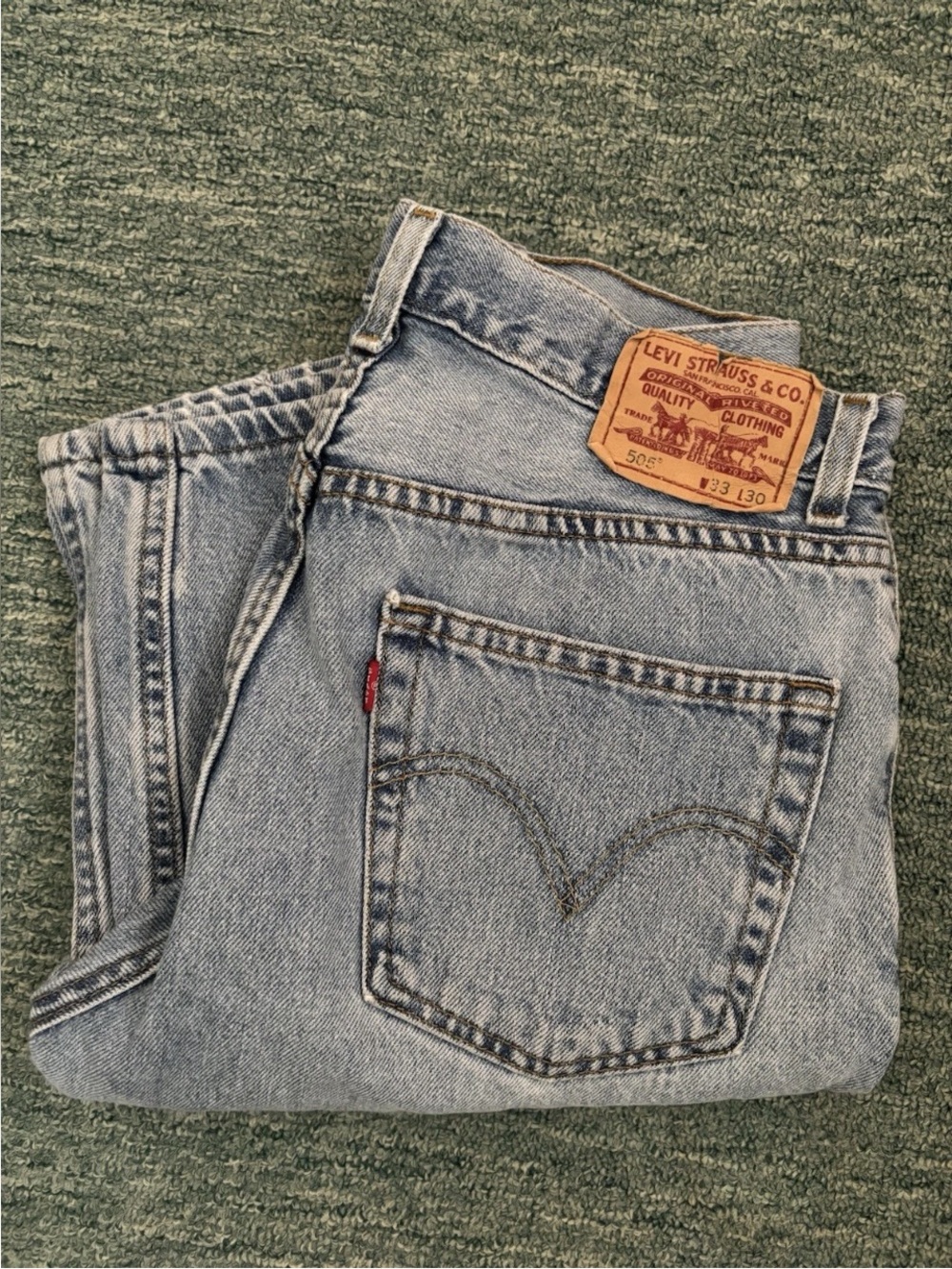 Vintage Levis 505 Jeans Men’s 33x30 Lt. Blue Wash Red Tab Regular Fit Distressed